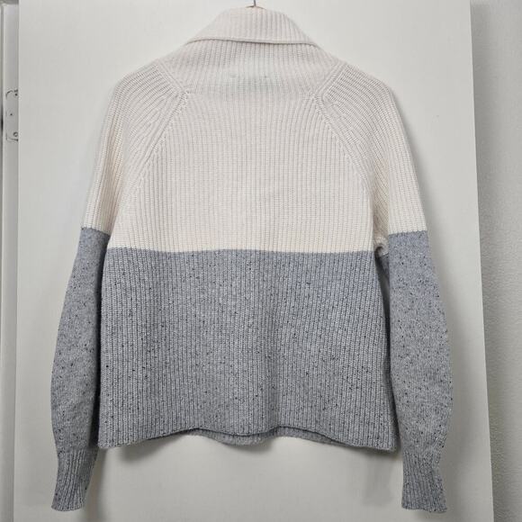 Ann Taylor 100% Cashmere Colorblock Mock Turtleneck Sweater M Soft Cozy Neutral - Picture 7 of 9